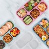 3-pack 1300ml lunch box with dividers, 5 compartments, 3 sauce containers, dishwasher safe, pure PP transparent lid + wheat straw - 3 of 4