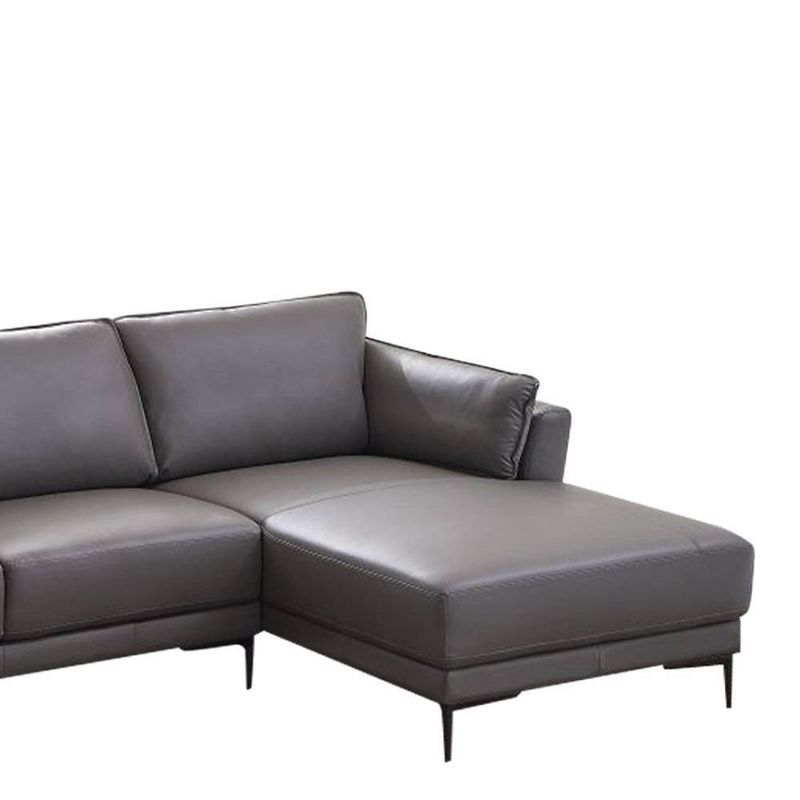 69&#34; Meka Sectional Sofa Anthracite Leather - Acme Furniture, 3 of 7