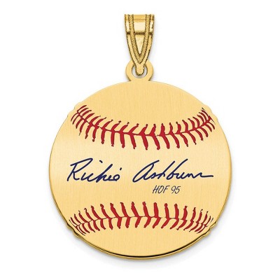 Black Bow Jewelry 14K Gold Plated Richie Ashburn Signature SM Enamel Baseball Pendant