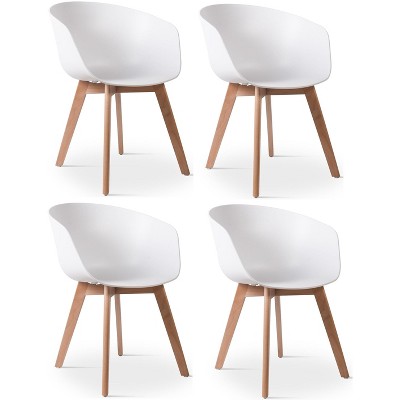 Nordlys Set of 4 Wood and Polypropylene Dining Chairs Modern Design Style Dining Room