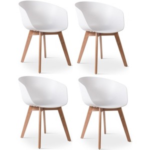 Nordlys Set of 4 Wood and Polypropylene Dining Chairs Modern Design Style Dining Room - 1 of 4