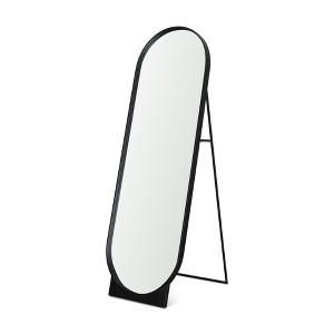 HomeRoots 67" Black Metal Oval Freestanding Tilting Geometric Framed Standing Mirror - 1 of 4
