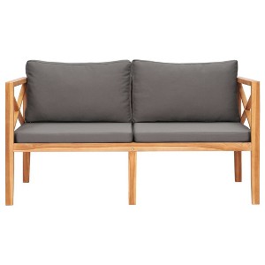 vidaXL Garden Bench Dark Grey Sanded Teak Hardwood Medium Durable - 1 of 4