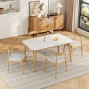5 PCS Mid-Century Modern Design Dining Set, Faux Wood Top Dining Table, Upholstered Wood Frame Chairs with Polyester Cushion-Baofuwish - 2 of 4