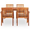 vidaXL 5-Piece Outdoor Dining Set - Patio Table and Chairs with Cushions - Weather-Resistant - Solid Acacia Wood with Oil Finish - 3 of 4
