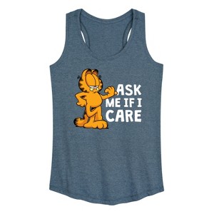 Women's - Garfield - Ask Me If I Care Graphic Racerback Tank - 1 of 4