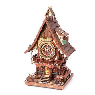 ROBOTIME 3D Puzzles Cuckoo Clock Mechanical 3D Wooden Puzzle, Unique Holiday Gifts, Decorative Ornaments for Adult Kid, Multicolored, 6.7"*8.3"*13.4"