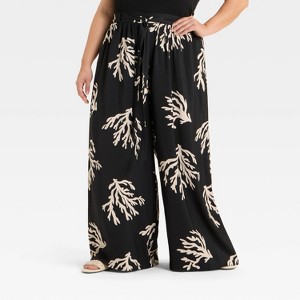 Women's Tie-Front Flowy Wide Leg Pants - Ava & Viv™ - 1 of 3