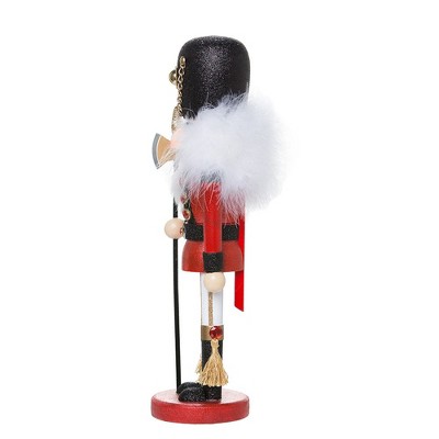 15-Inch Red and Black Soldier Nutcracker with Gold Detailing