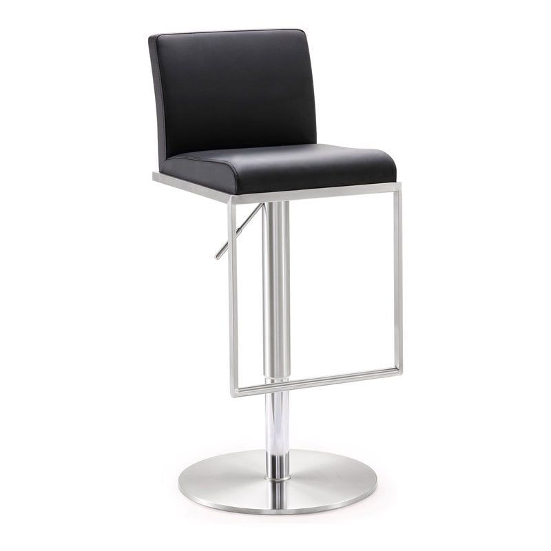 TOV Furniture Amalfi 22" Adjustable Stainless Steel and Fabric Barstool in Black, 1 of 11