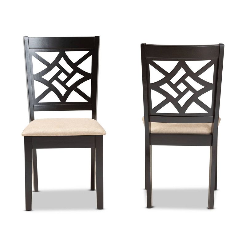 2pc Nicolette Fabric and Wood Dining Chairs Set - Baxton Studio, 3 of 9