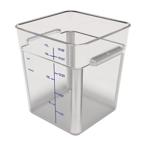 Squares Polycarbonate Food Storage Container, 18 qt, 11 13 x 11.13 x 12.58, Clear, Plastic - 1 of 1