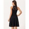 Allegra K Women's Lace Halter Neck Sleeveless Elegant Cocktail A-Line Dress - 3 of 4