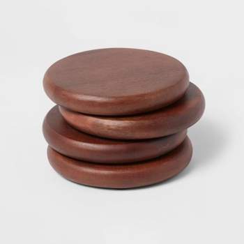Store Indya Wooden Coasters With Chair Shape Holder For Tea Coffee Beer  Wine Glass Drinks Table Top Protection (set Of 6) : Target