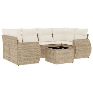 vidaXL 7 Piece Patio Sofa Set with Cushions - Beige and Cream - 1 of 4