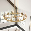 Rennnsan Mavita 35" W 12 -Light Glass Dimmable Mid-Century Wagon Wheel Chandelier in Brushed Gold & Black - 4 of 4
