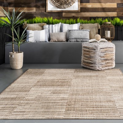 Reversible Striped Synthetic 64" Rectangular Easy-Care Area Rug