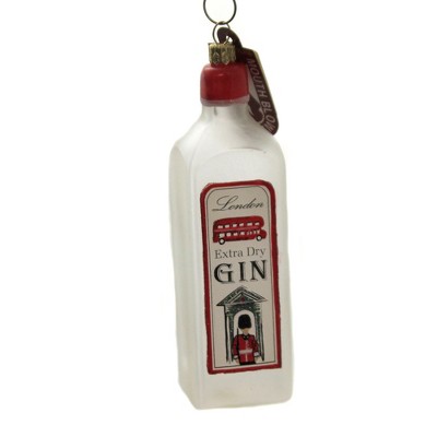 Holiday Ornaments 5.25" London Extra Dry Gin Bottle Royal Hand Painted  -  Tree Ornaments