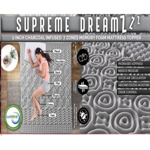 Supreme Living 2 Inch 7 Zone Memory Foam Mattress Topper  –  Enhanced Sleep Quality,  Balanced Support - 1 of 1