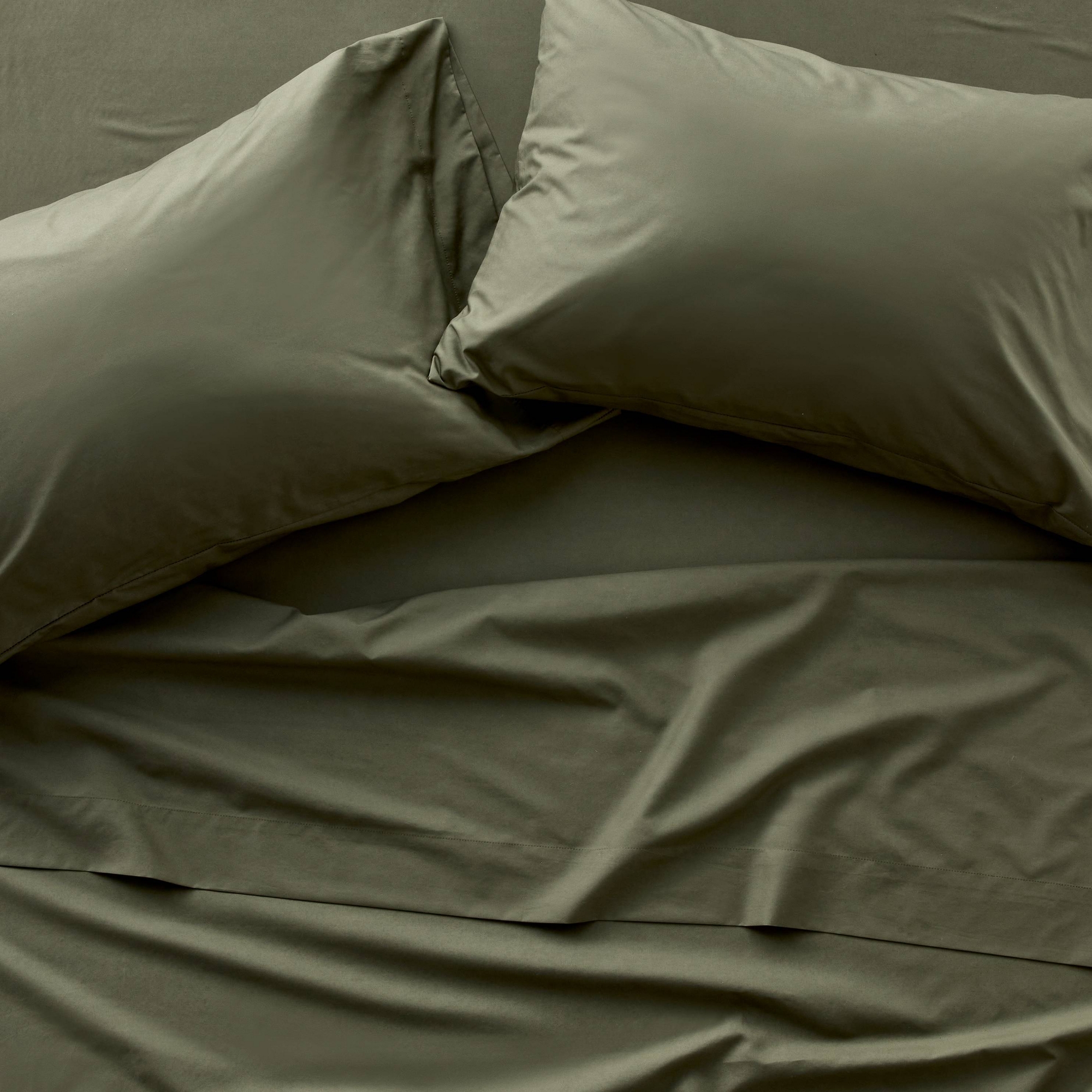 King 400 Thread Count Percale Sheet Set Olive Green - Casaluna™