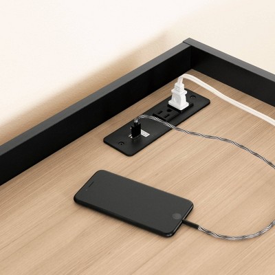Soft Elm and Matte Black 2-Drawer Lockable Filing Credenza