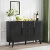 Buenhomino 47" Sideboard Buffet Cabinet, Fluted Storage Cabinet with 2 Sliding Tambour Doors and 3 Drawers for Living Room, Entryway, Hallway, Walnut - 2 of 4