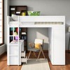 Full Size Loft Bed with Wardrobe, 2-Drawer Desk, Open Storage Cabinet, Pine Wood & MDF Frame - 3 of 4