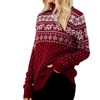 Coolmee Women's Turtleneck Knit Sweater Long Sleeve Snow Pattern Casual Fall Winter Knit Pullover Sweater Top - 2 of 4