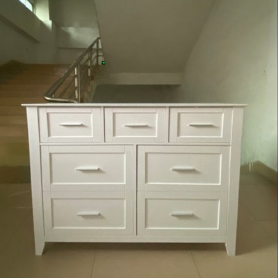 7 Chest of Drawer Dresser, Modern and Stylish Dresser, Deep Drawers and Nickel Round Handle, Wood Organizer Dresser with Ample Storage Space
