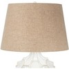 Possini Euro Design Country Cottage Table Lamp with Dimmers 26 1/2" High White Glazed Ceramic Brown Shade for Bedroom Living Room - 4 of 4