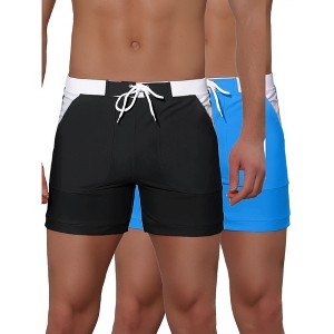 Lars Amadeus Men's Summer Surfing Contrast Color Drawstring Waist Beach Board Shorts 2 Pack - 1 of 4
