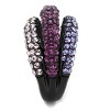 Slickblue Women's Layered Crystal Ring in IP Black – Purple, Fuchsia, Light Pink Stones, Full Band Effect, Sizes 5–10 - 4 of 4