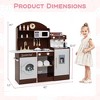 Honeyjoy Kids Kitchen Set Wooden Kitchen Playset with Clock, Microwave, Sink, Dish Rack White/Pink/Brown - 3 of 4