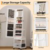 66" Full Length Mirror Jewelry Cabinet, Lockable Standing Armoire Organizer with Storage Drawer, Back Shelf, 360° Swivel Base & Wheels - 2 of 4