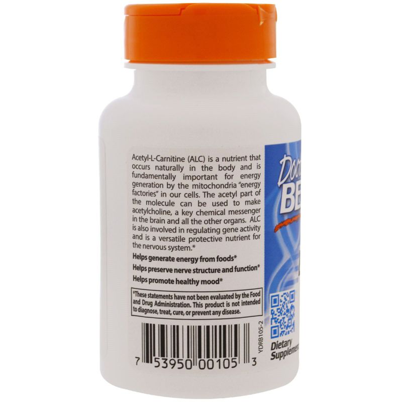 Doctor's Best Acetyl-L-Carnitine, 1,000 mg, 60 Veggie Caps (500 mg per Capsule), 3 of 4