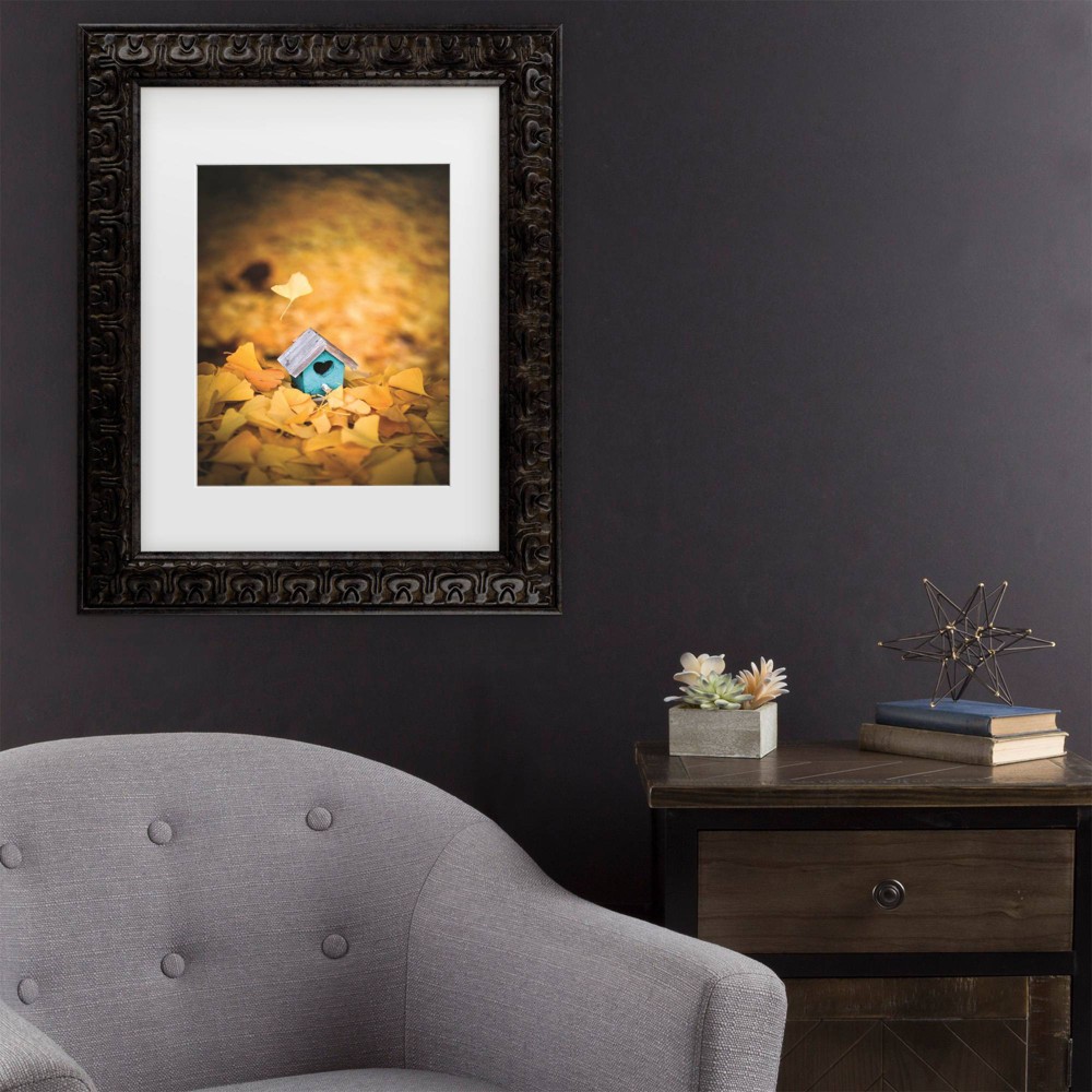 Photos - Other Decoration Trademark Fine Art 11"x14" Philippe Sainte Laudy Birdhouse on Yellow Carpet Matted Framed Art Dark Gold