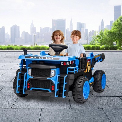 Heavy Duty 24V Ride on Dump Truck for Kids,Iron Frame Remote Controlled 2 Seater Electric Construction Vehicle