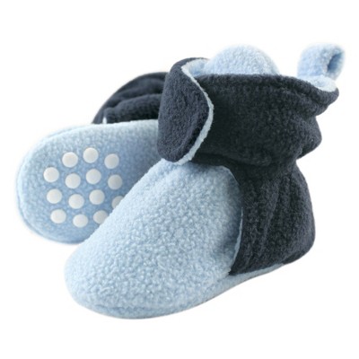 Luvable Friends Baby and Toddler Boy Cozy Fleece Booties, Light Blue Navy