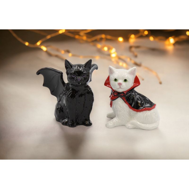 Kevins Gift Shoppe Ceramic Halloween Vampire and Dracula Cat Salt And Pepper Shakers, 2 of 4