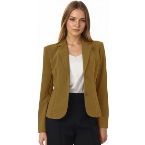 Allegra K Women's Elegant Work Office Lapel Collar Button Down Regular Fit Suit Blazer - 1 of 4