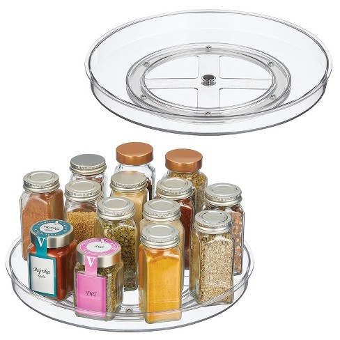 mDesign Plastic Kitchen Cabinet Lazy Susan Food Storage Organizer