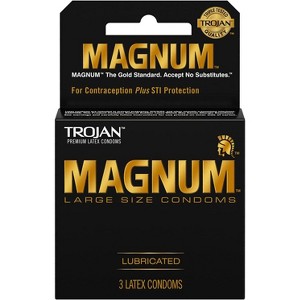 Trojan Magnum Large Size Lubricated Latex Condoms, 3 Count - 1 of 4