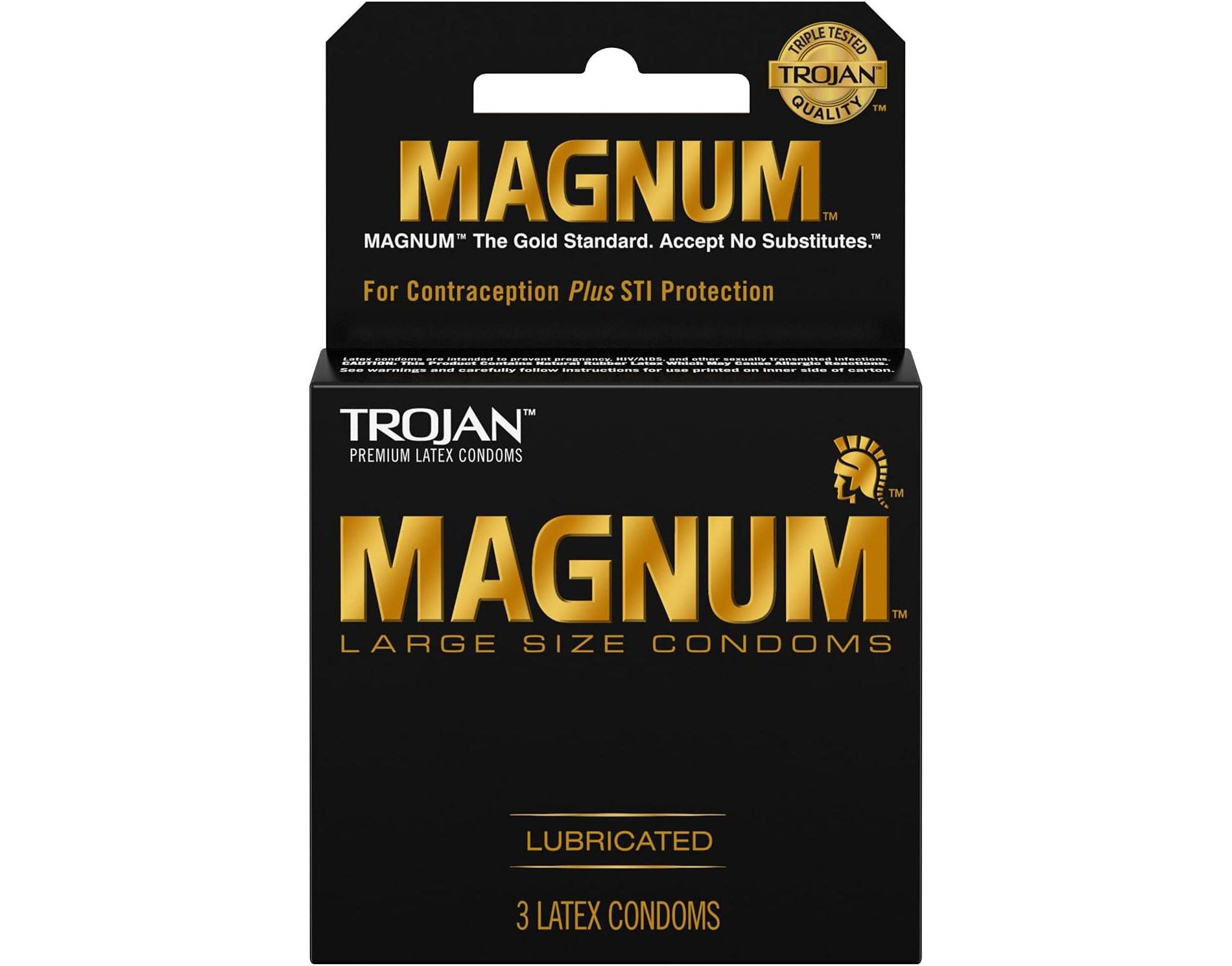Trojan Magnum Large Size Lubricated Latex Condoms, 3 Count