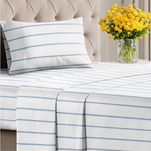 Luxuriously Soft 4-Piece Striped Sheet Set - Wrinkle-Resistant, Printed Pattern - CGK Linens - 1 of 4