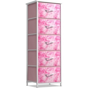 Sorbus Narrow 5 Drawers Nightstand with Steel Frame, Wood Top, Easy Pull Fabric Bins for Home, Bedroom, Office & Dorm - 1 of 4