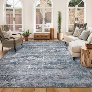 Area Rug, Home Decor Neutral Washable Vintage Distressed Rug - Soft Low Pile (0.23in) Non-Slip Foldable Carpet for Living Room Bedroom Dining Room - 1 of 4