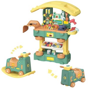 3 in 1 Toddler Kids Tool Bench Set,Rocking Toy,254 Pcs Pretend Play Toddler Toy Tools with Realistic Accessories - 1 of 4