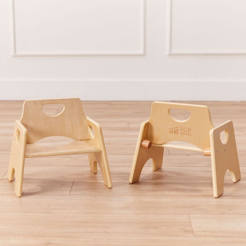 ECR4Kids Stackable Wooden Chair for Toddlers, 6in Seat Height, 2-Pack, 4 of 10