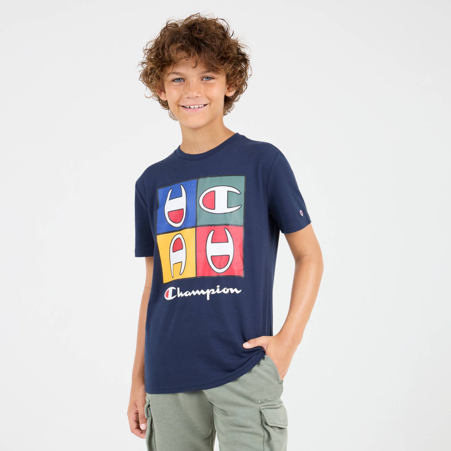 Champion Boys' Signature Graphic T-Shirt - Navy Blue S