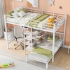 Full Over Twin Metal Bunk Bed with Built-in Desk, Shelves and Ladder - 3 of 4